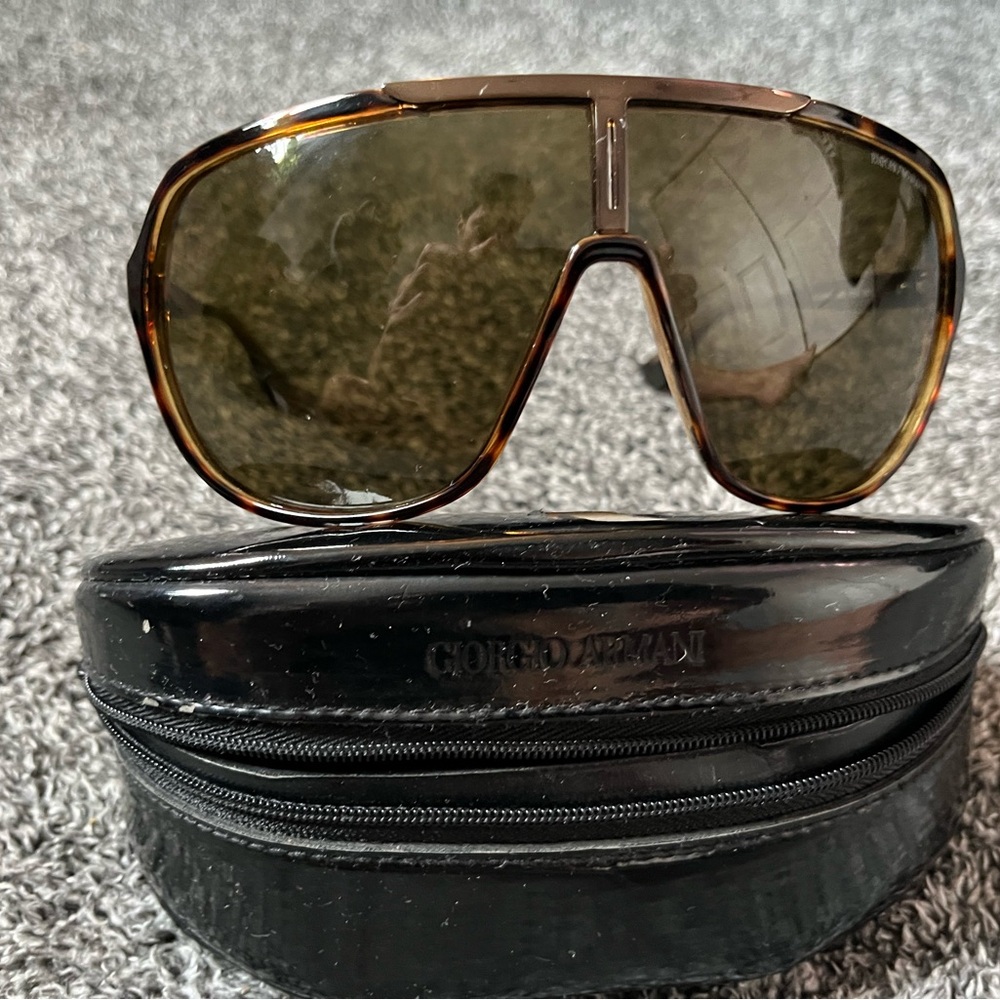Giorgio Armani Tortoiseshell Shield Sunglasses with Olive Lenses